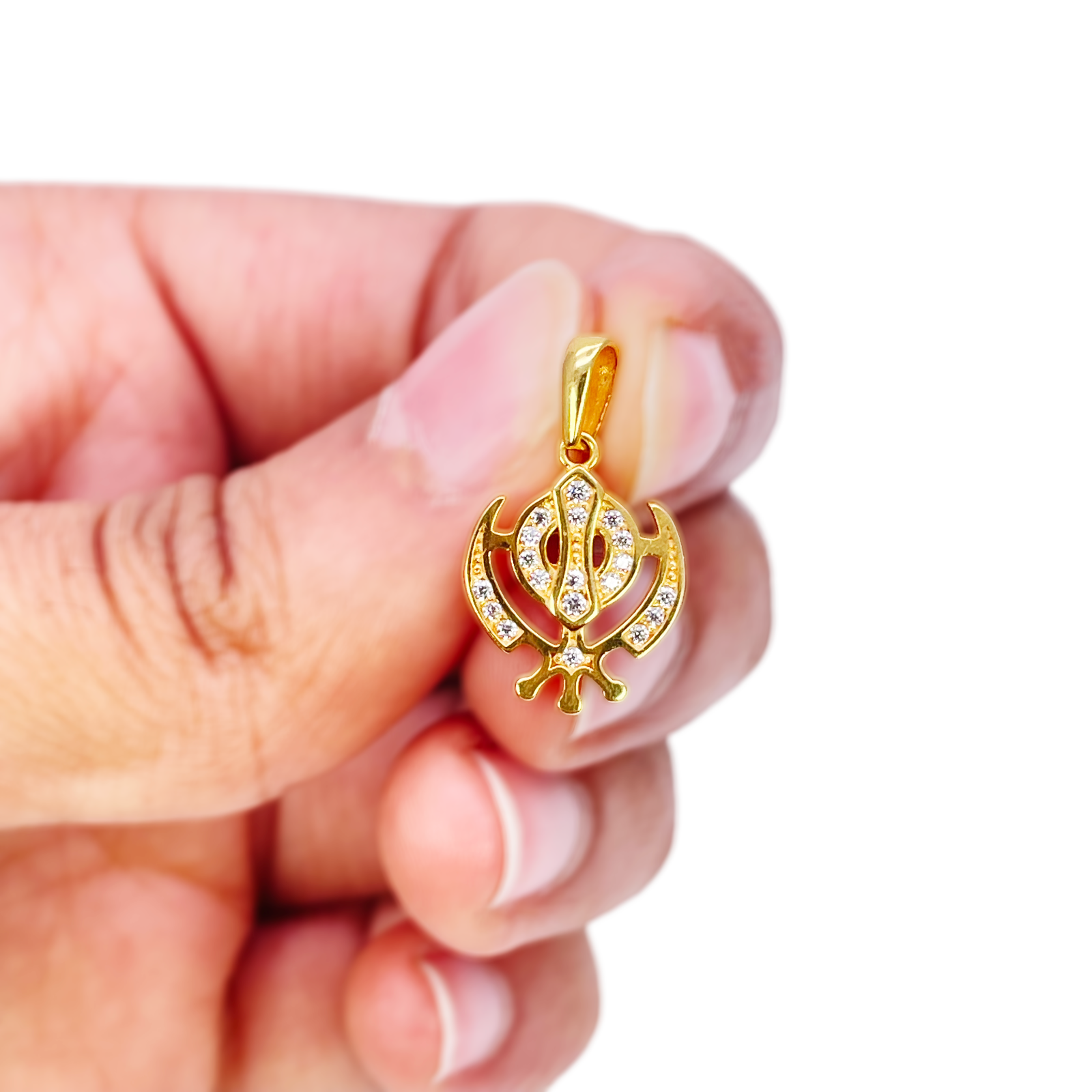 22ct Gold Khanda Pendant High Polished Cubic Zirconia (14.3 x 11.1mm) 