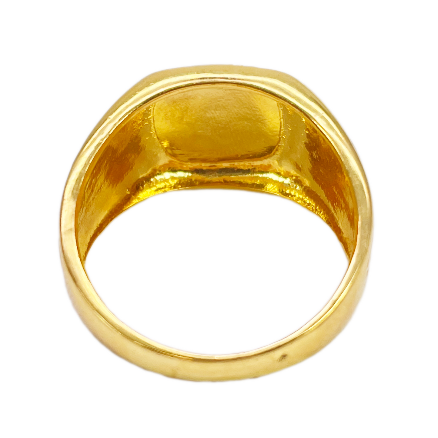 22ct Gold Mens Signet High Polished & Matt Diamond Cut Textured Ring 
