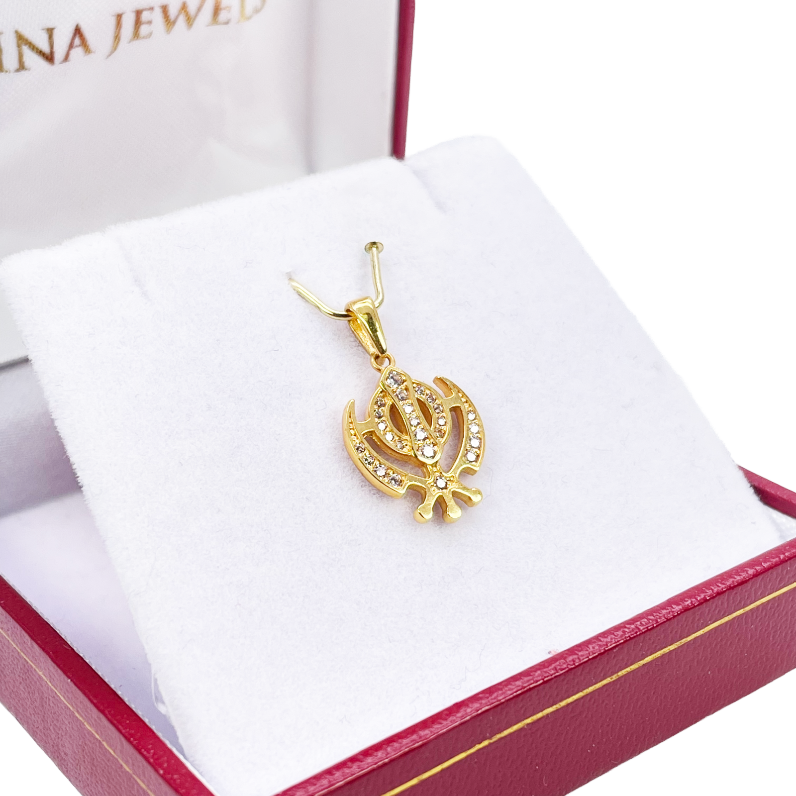 22ct Gold Khanda Pendant Cubic Zirconia High Polished (16.2 x 12.6mm) 