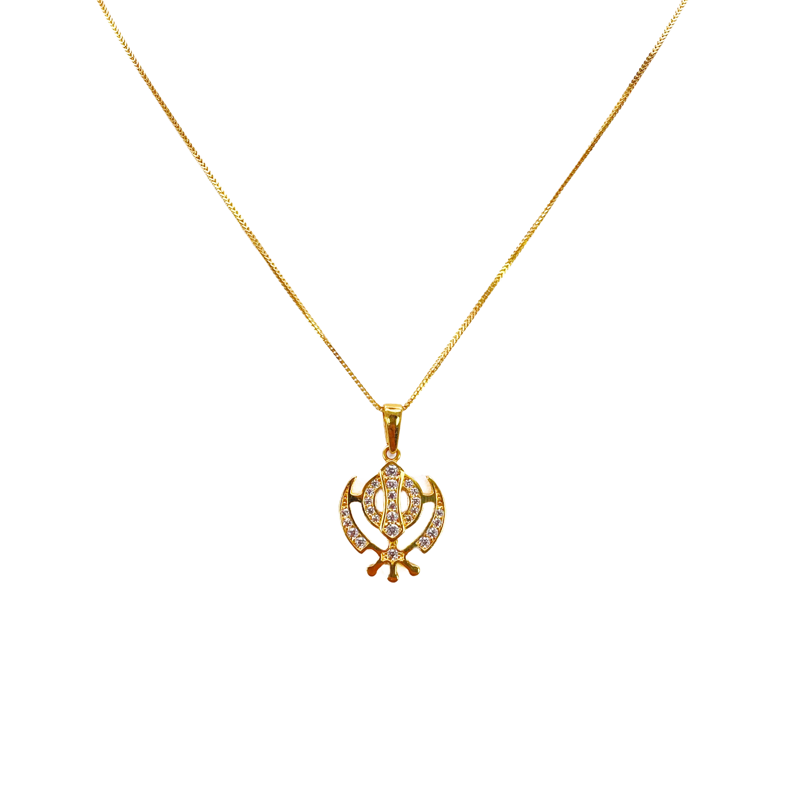 22ct Gold Khanda Pendant Cubic Zirconia High Polished (16.2 x 12.6mm) 