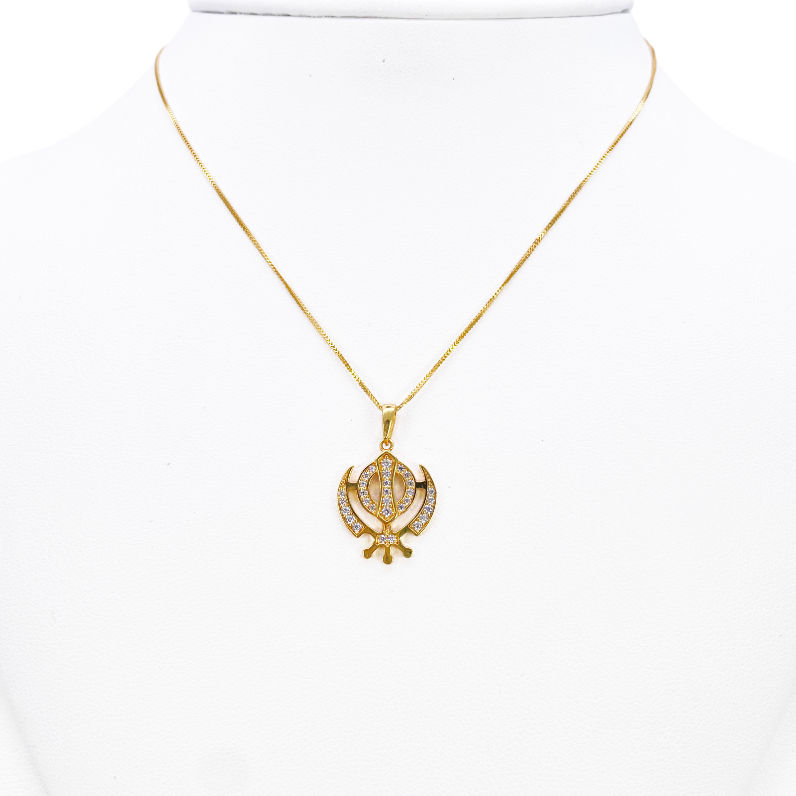 22ct Gold Khanda Pendant Cubic Zirconia High Polished (18.1 x 14.5mm) 