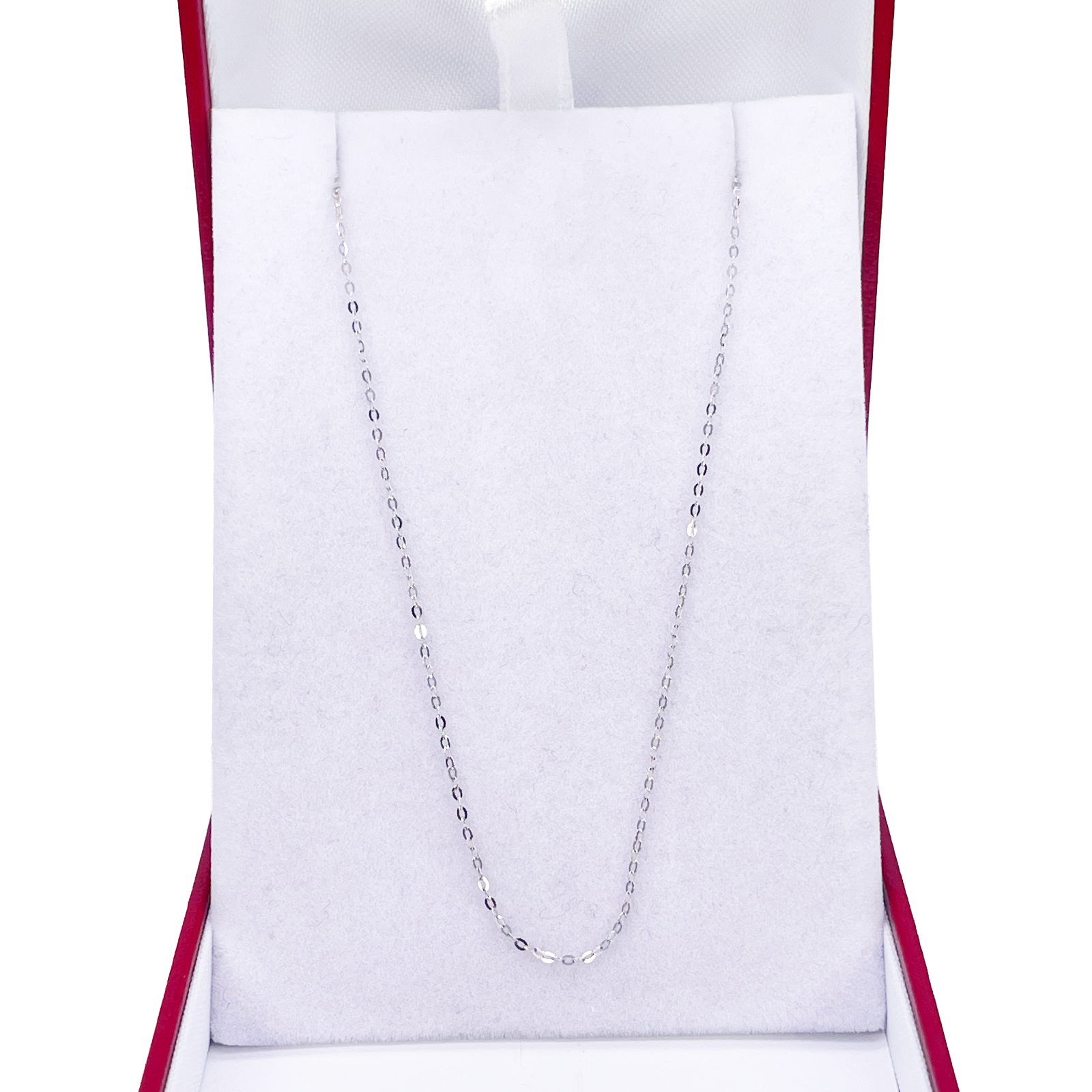 18ct White Gold Cable Chain Necklace 20 Inches 1mm Width 