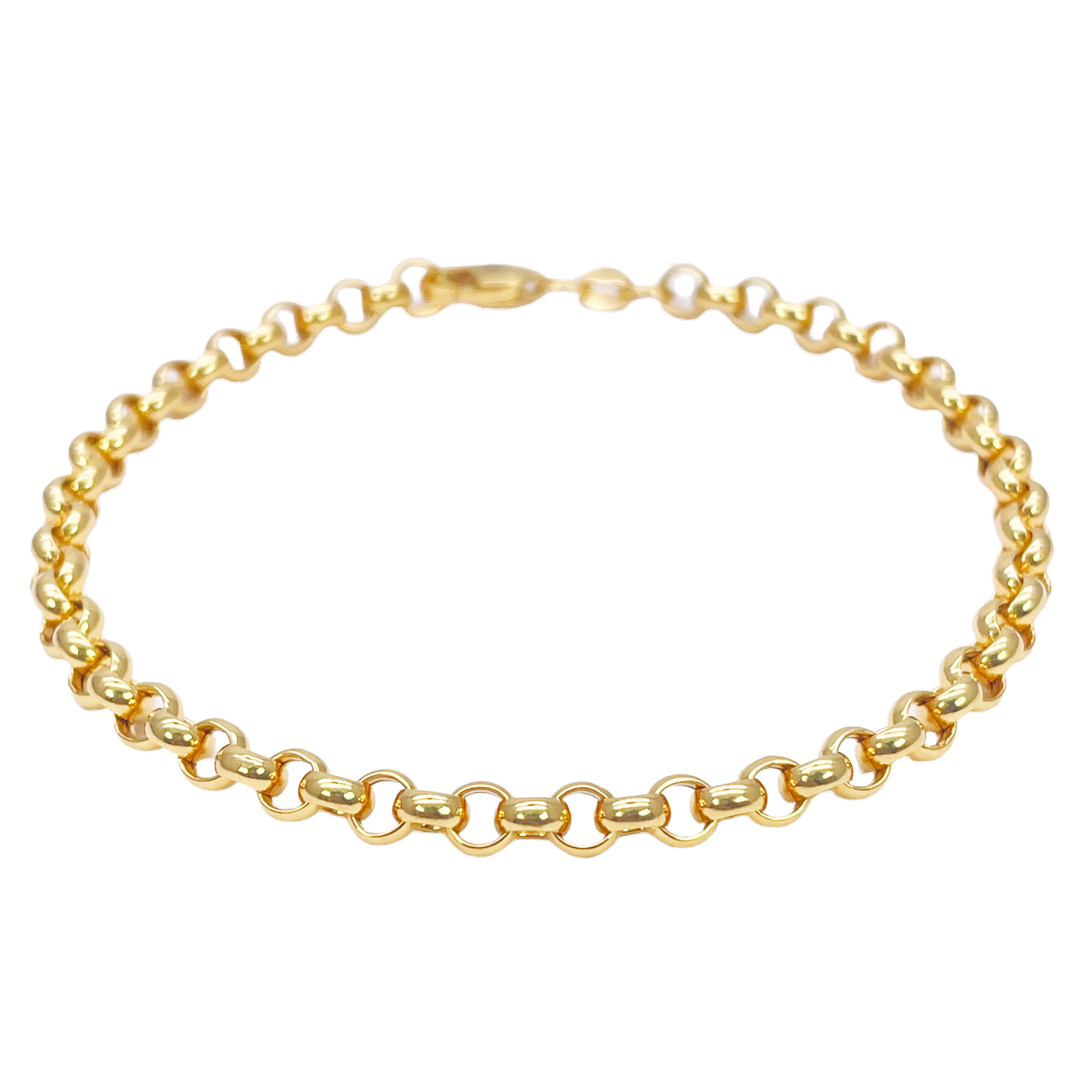 22ct Gold Rolo Bracelet High Polished Lightweight 7.5 Inches 4.9mm 