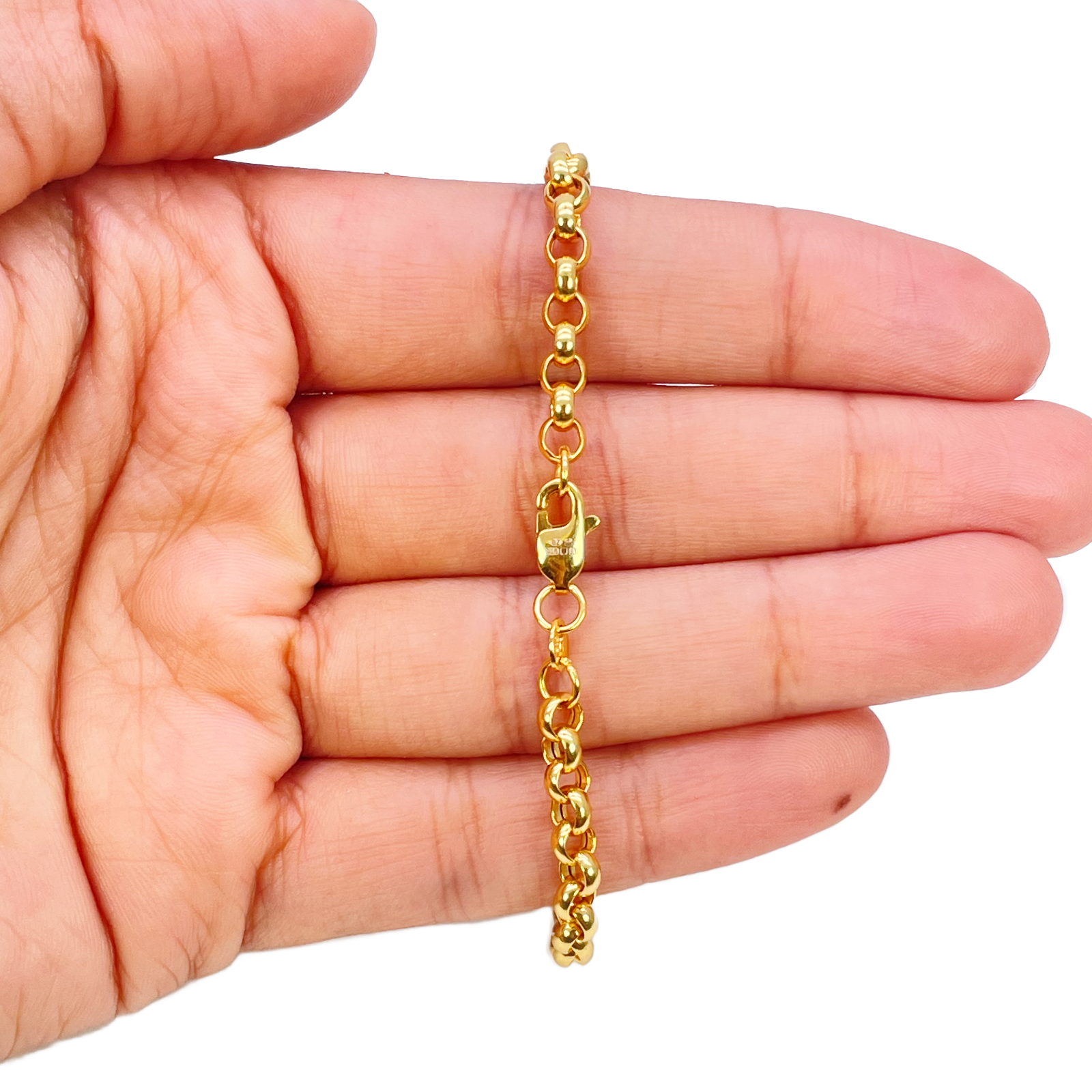 22ct Gold Rolo Bracelet High Polished Lightweight 7.5 Inches 4.9mm 