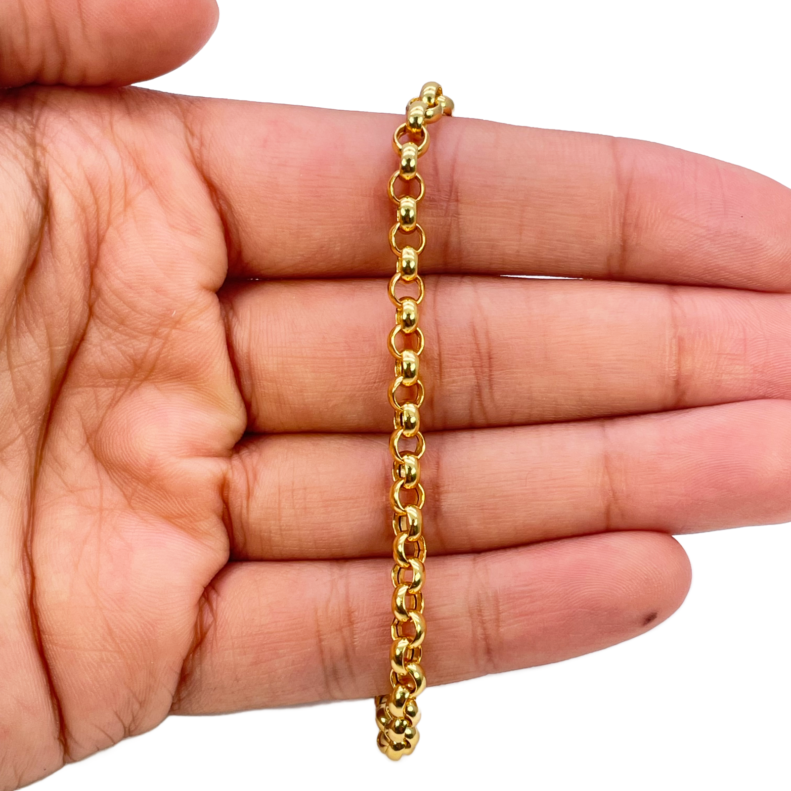 22ct Gold Rolo Bracelet High Polished Lightweight 7.5 Inches 3.9mm 