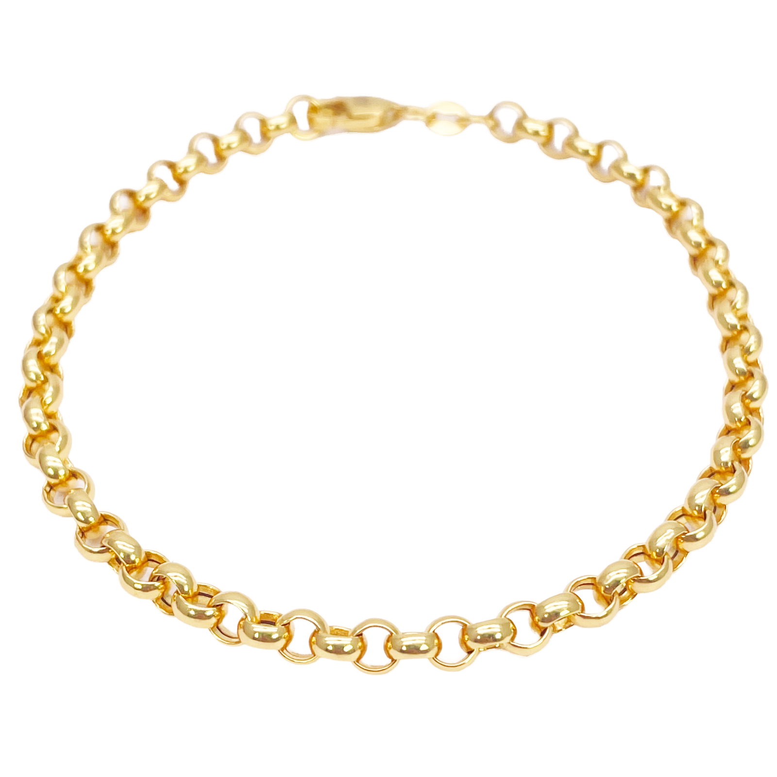 22ct Gold Rolo Bracelet High Polished Lightweight 7.5 Inches 3.9mm 
