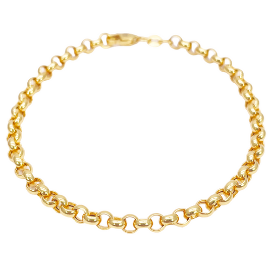 22ct Gold Rolo Bracelet High Polished Lightweight 7.5 Inches 3.9mm 