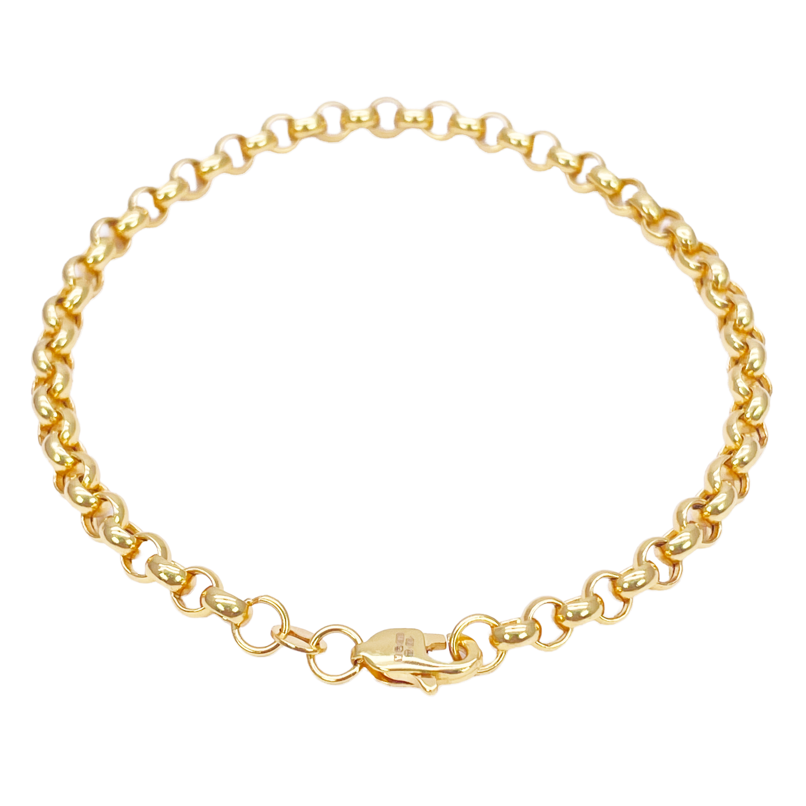 22ct Gold Rolo Bracelet High Polished Lightweight 7.5 Inches 3.9mm 