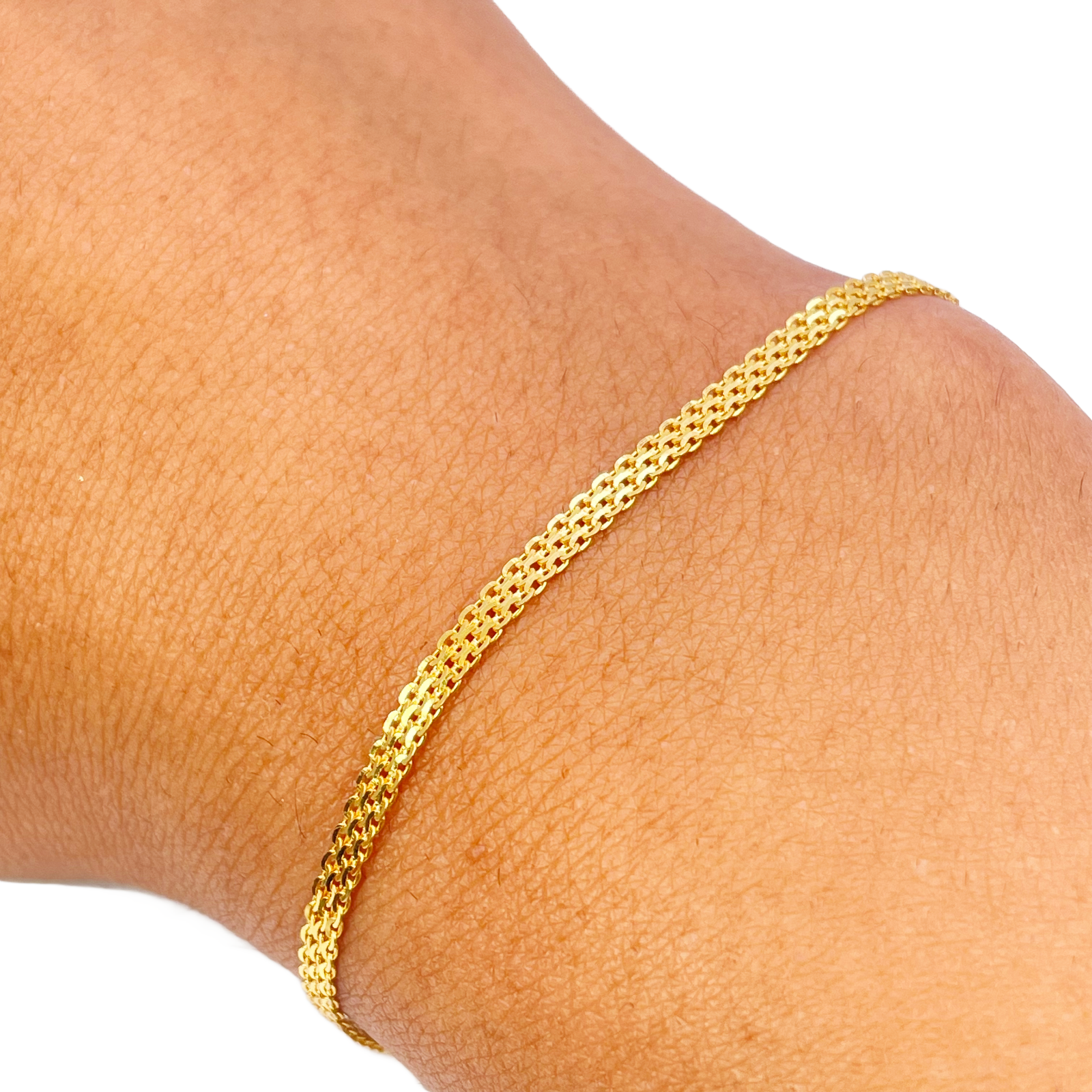 22ct Yellow Gold Flat High Polished Minimalist Bracelet 7 inches 2.3mm Wide 