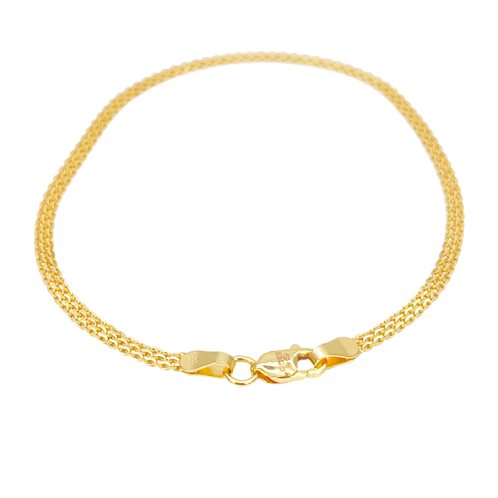 22ct Yellow Gold Flat High Polished Minimalist Bracelet 7 inches 2.3mm Wide 