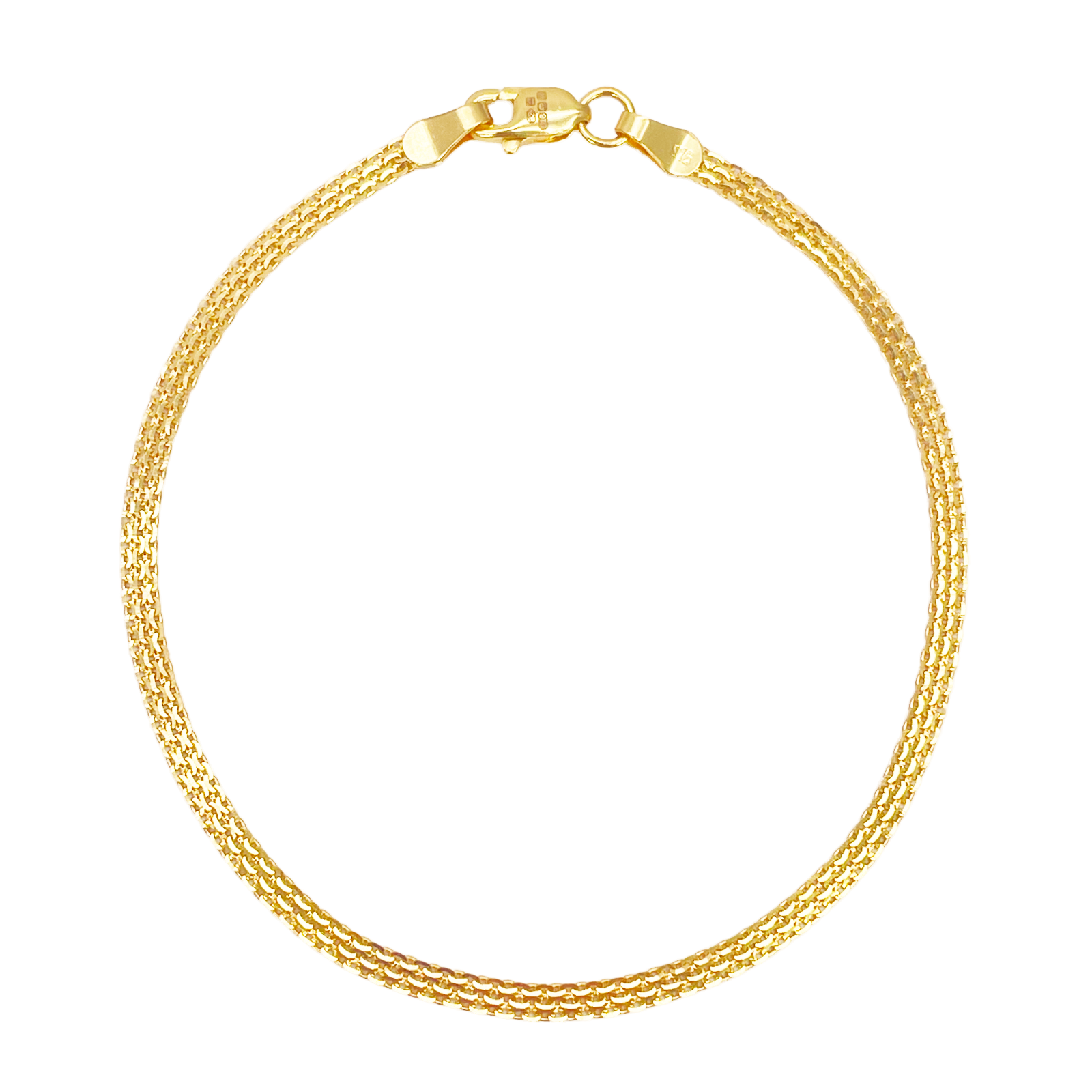 22ct Yellow Gold Flat High Polished Minimalist Bracelet 7 inches 2.3mm Wide 