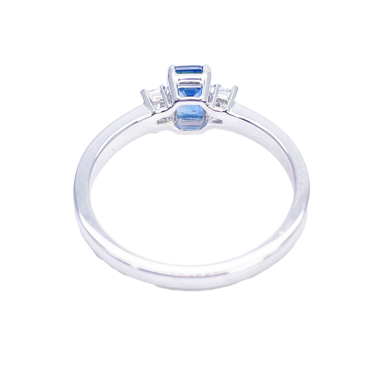 18ct Gold Sapphire Diamond Ring Natural Baguette & Emerald Cut 0.86ct