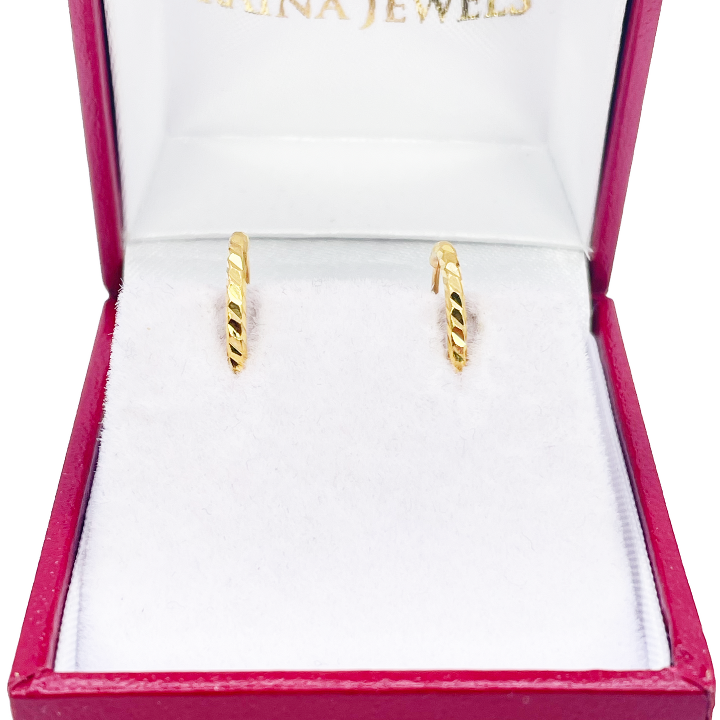 22ct Gold Hoops Diamond Cut High Polished Earrings 10.5mm Diameter 