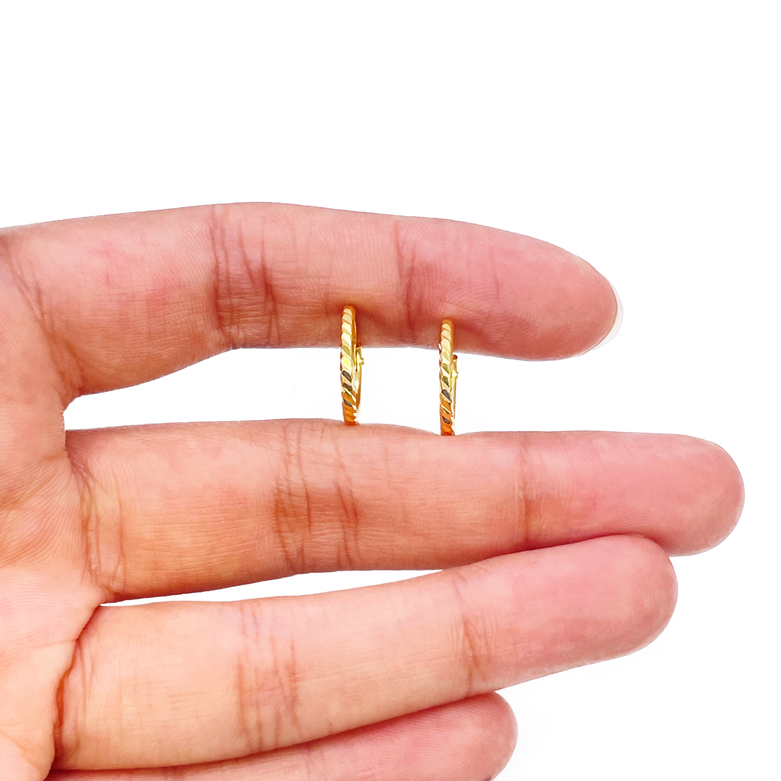 22ct Gold Hoops Diamond Cut High Polished Earrings 10.5mm Diameter 