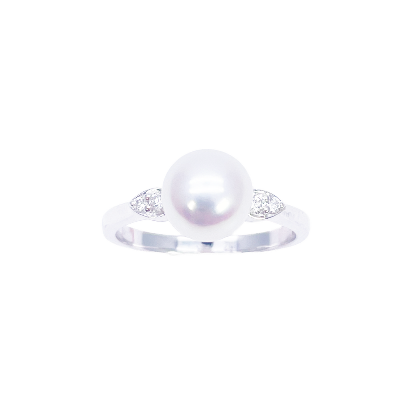 18ct Gold Freshwater Pearl Diamond Ring Natural Round 0.07ct  Diamond Ring