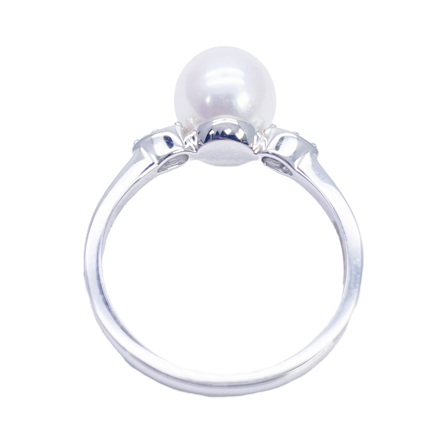 18ct Gold Freshwater Pearl Diamond Ring Natural Round 0.07ct  Diamond Ring