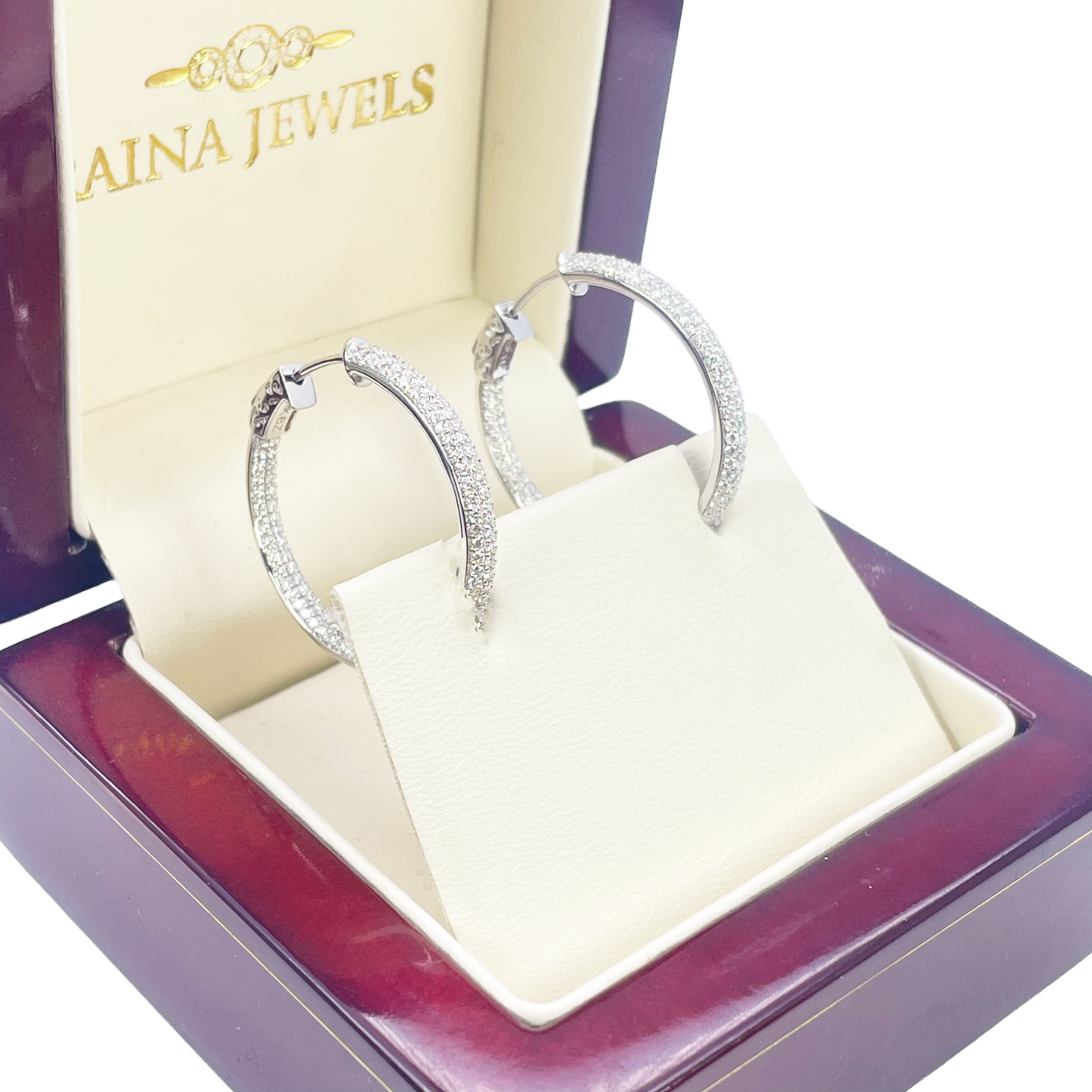 18ct Gold Diamond Hoops 1.55ct Natural Diamond Huggies Earrings 22.5mm Diameter 