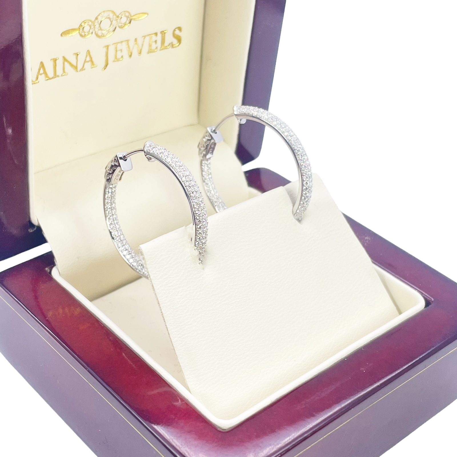 18ct Gold Diamond Hoops 1.55ct Natural Diamond Huggies Earrings 22.5mm Diameter 