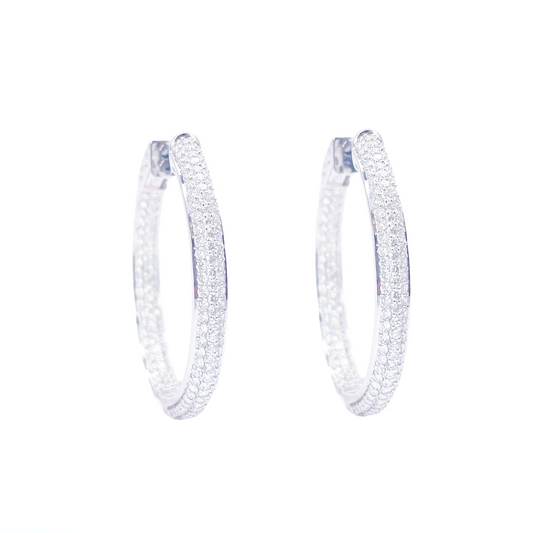 18ct Gold Diamond Hoops 1.55ct Natural Diamond Huggies Earrings 22.5mm Diameter 