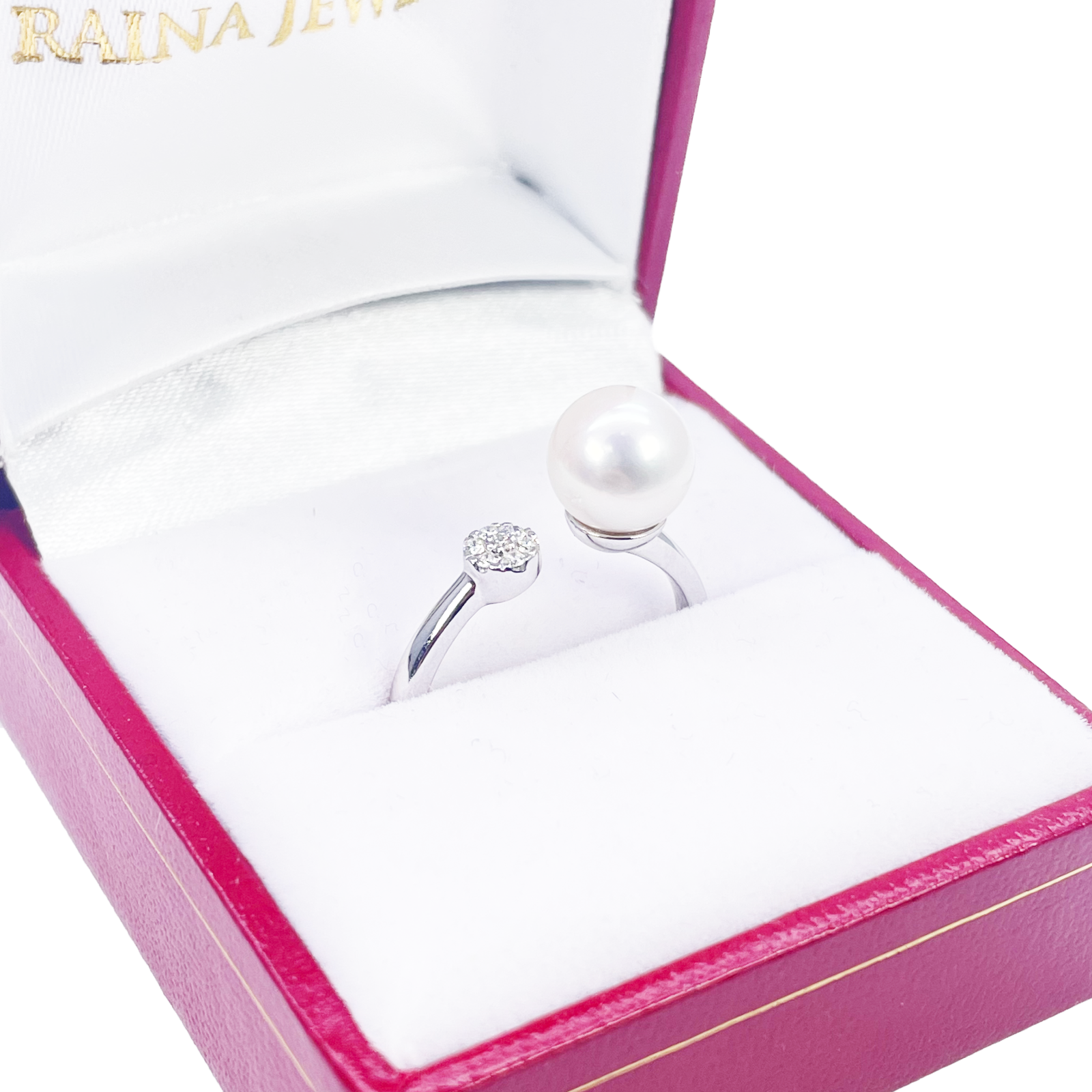 18ct Gold Freshwater Pearl Diamond Ring Natural Round 0.05ct  Diamond Ring
