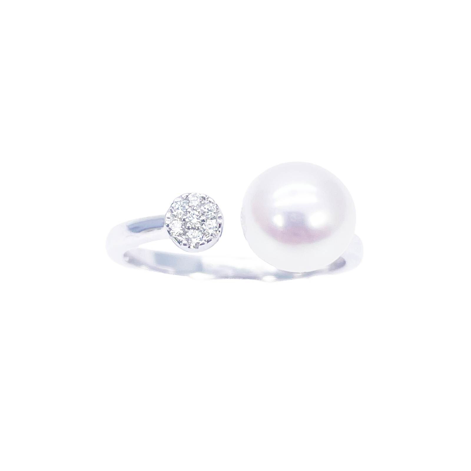 18ct Gold Freshwater Pearl Diamond Ring Natural Round 0.05ct  Diamond Ring