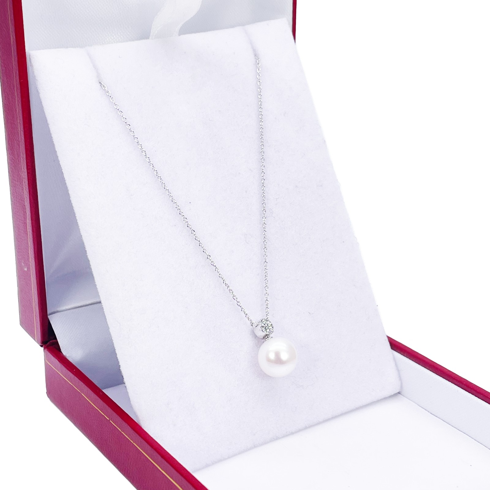 18ct Gold Natural Freshwater Pearl & Diamond Pendant Necklace 0.05ct 17 Inches 