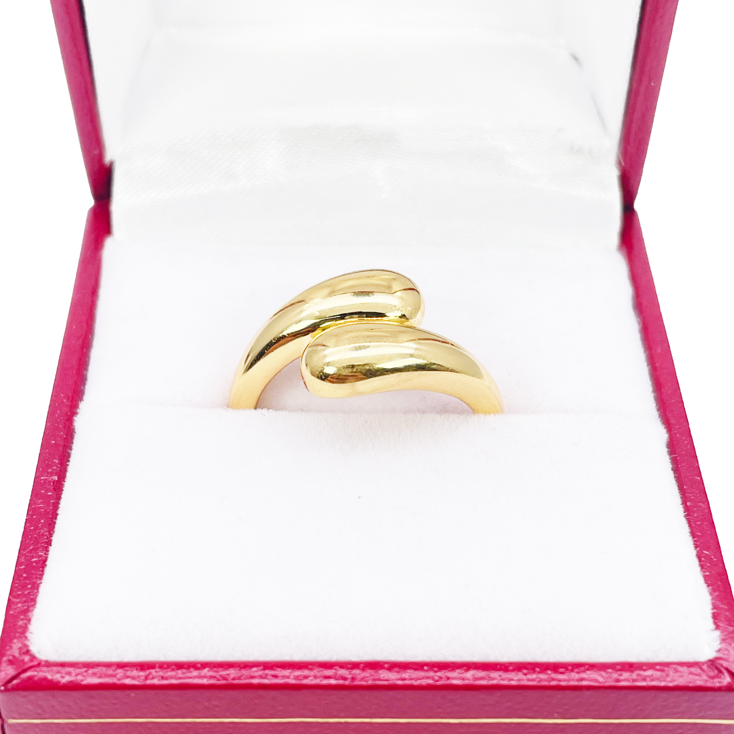 22ct Gold Teardrop Crossover Ring High Polished Ladies Ring 