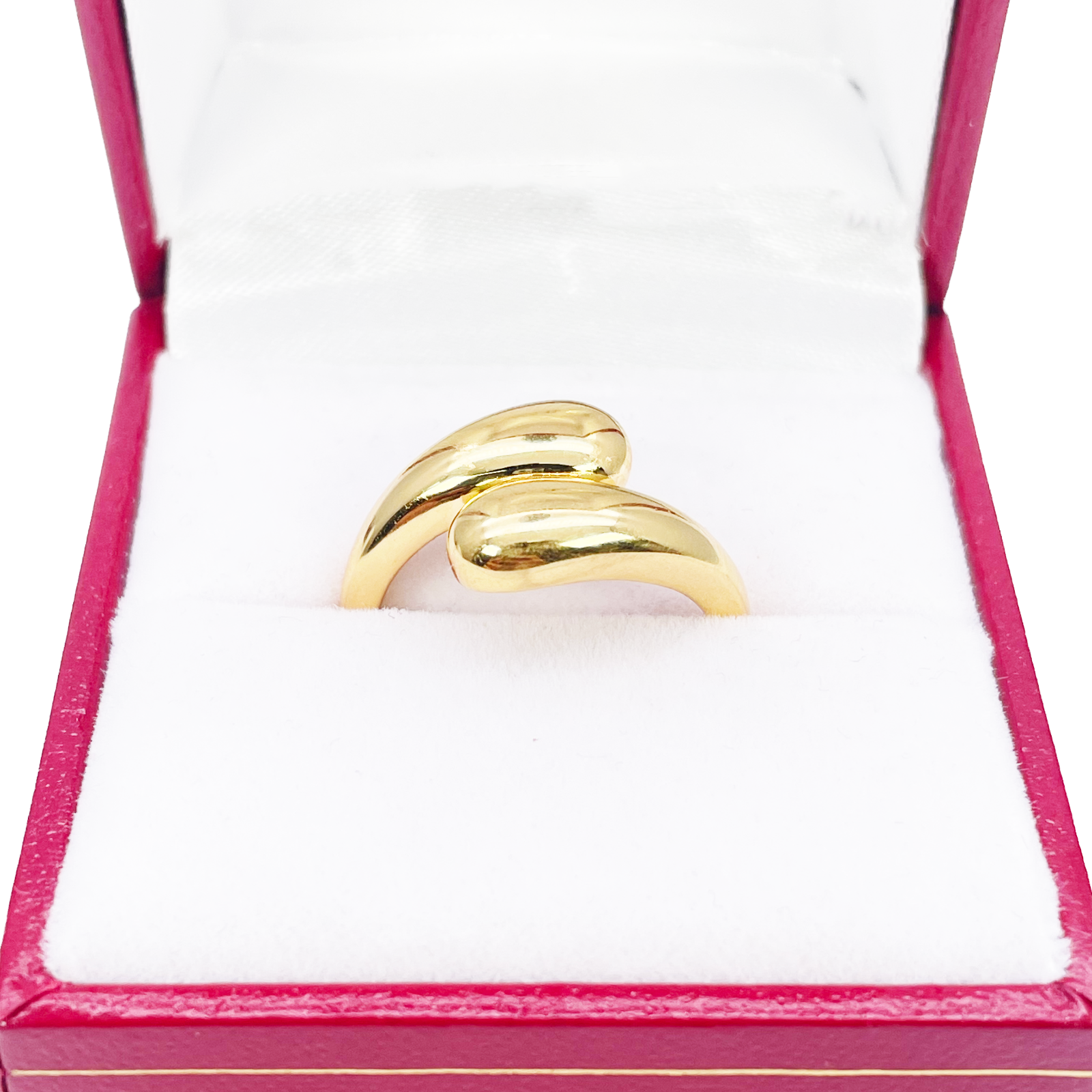 22ct Gold Teardrop Crossover Ring High Polished Ladies Ring 