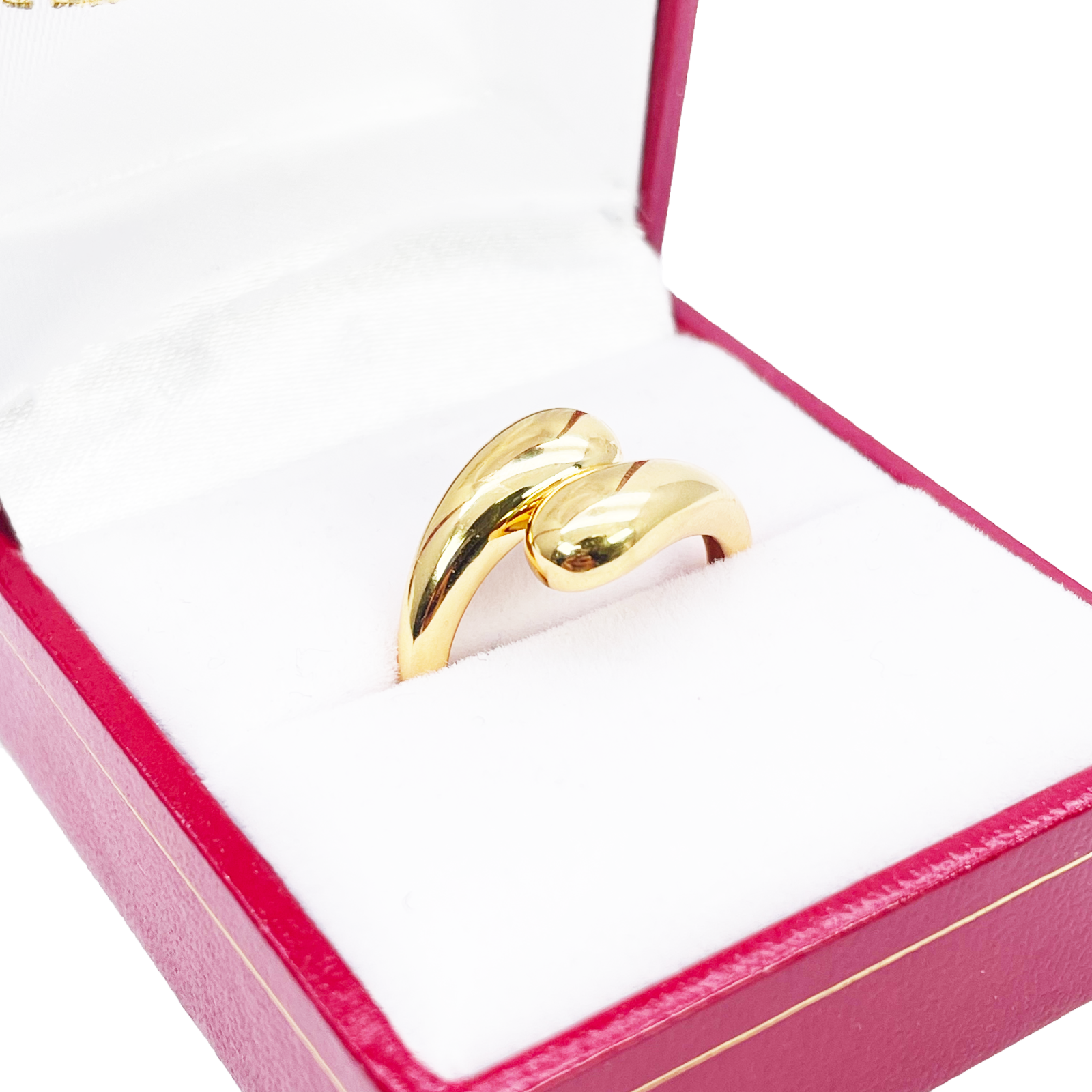 22ct Gold Teardrop Crossover Ring High Polished Ladies Ring 