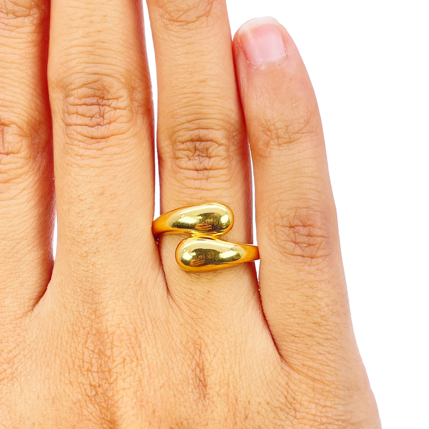 22ct Gold Teardrop Crossover Ring High Polished Ladies Ring 