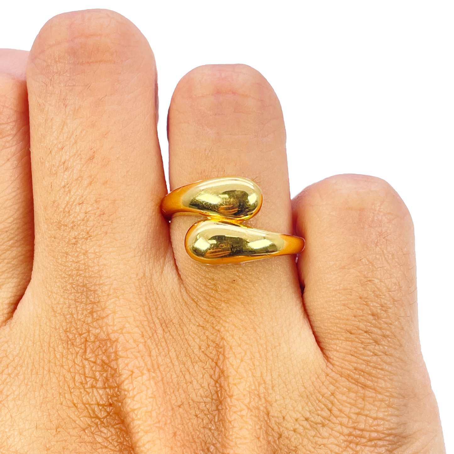 22ct Gold Teardrop Crossover Ring High Polished Ladies Ring 