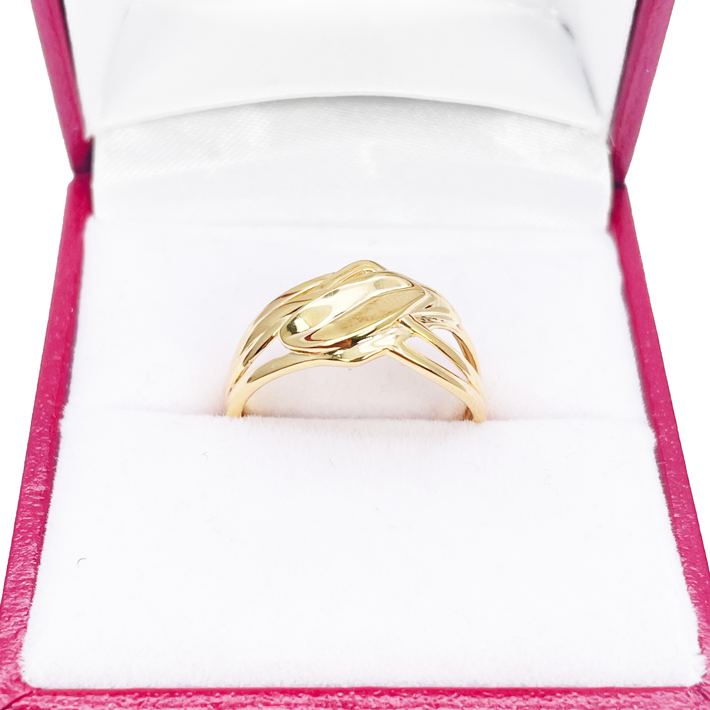 22ct Gold Floral Leaf Ring High Polished Design 10.5mm Width Size M 