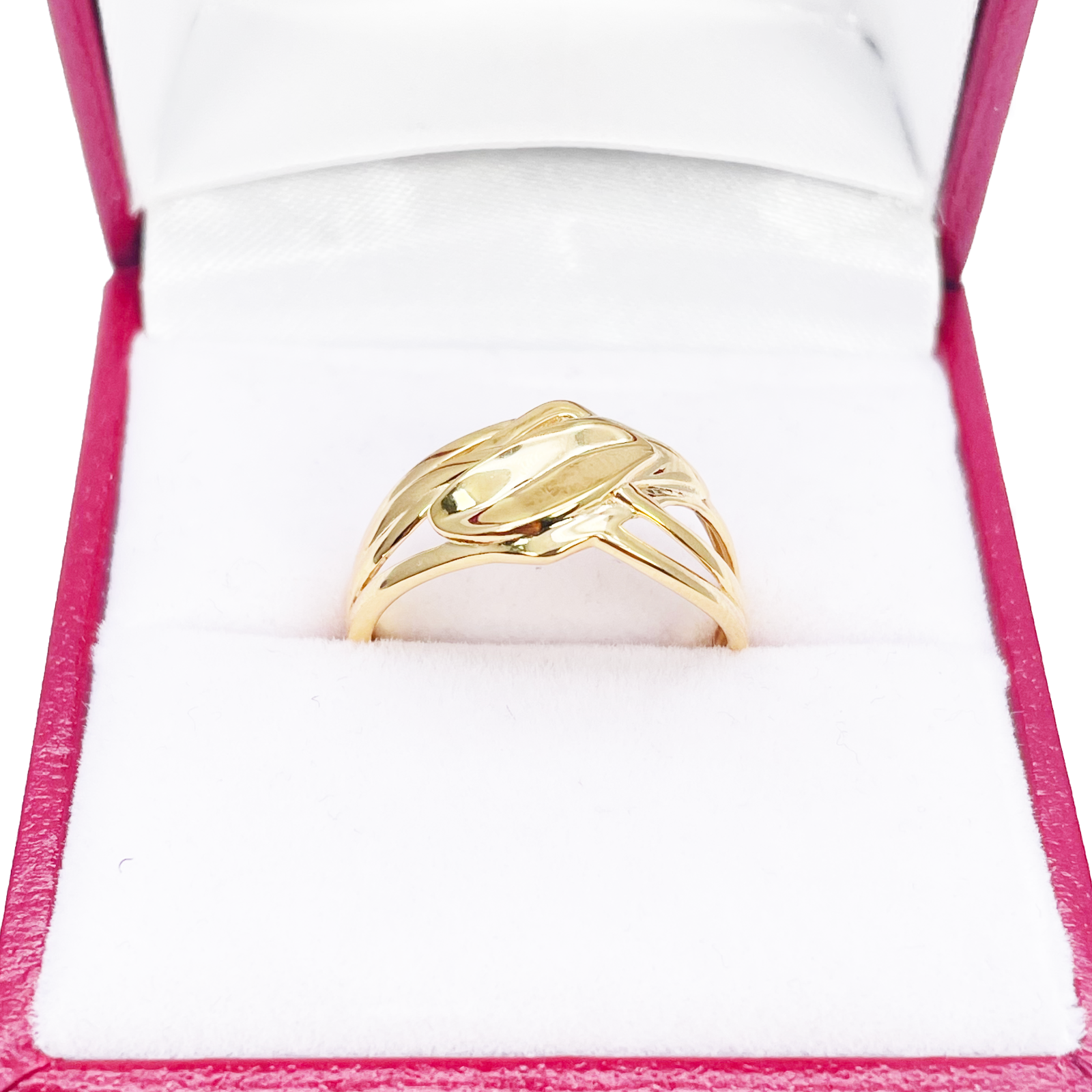 22ct Gold Floral Leaf Ring High Polished Design 10.5mm Width Size M 