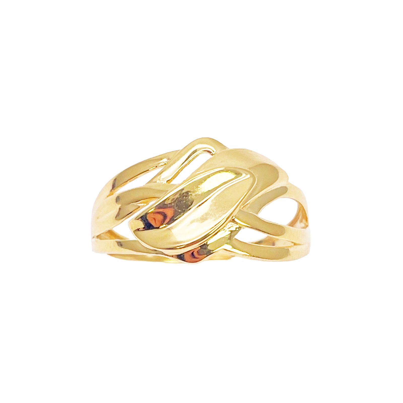 22ct Gold Floral Leaf Ring High Polished Design 10.5mm Width Size M 