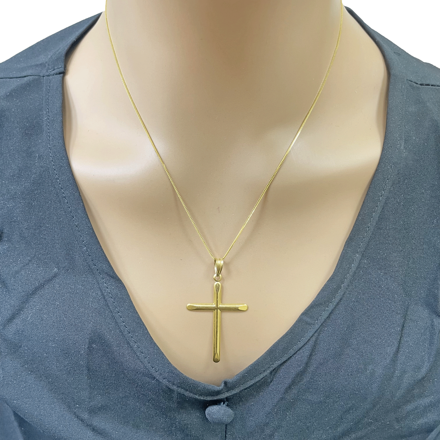 22ct Gold Cross Pendant High Polished 45x25.9mm 
