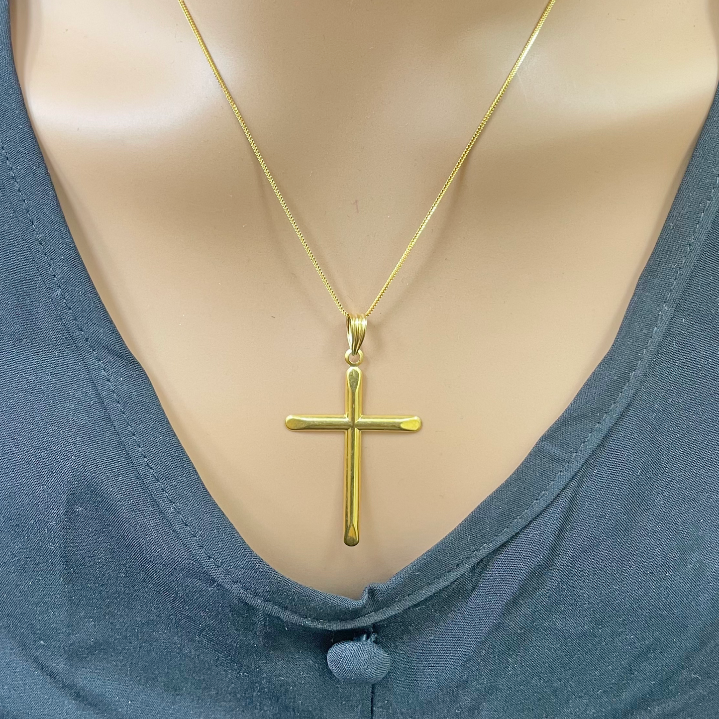 22ct Gold Cross Pendant High Polished 45x25.9mm 