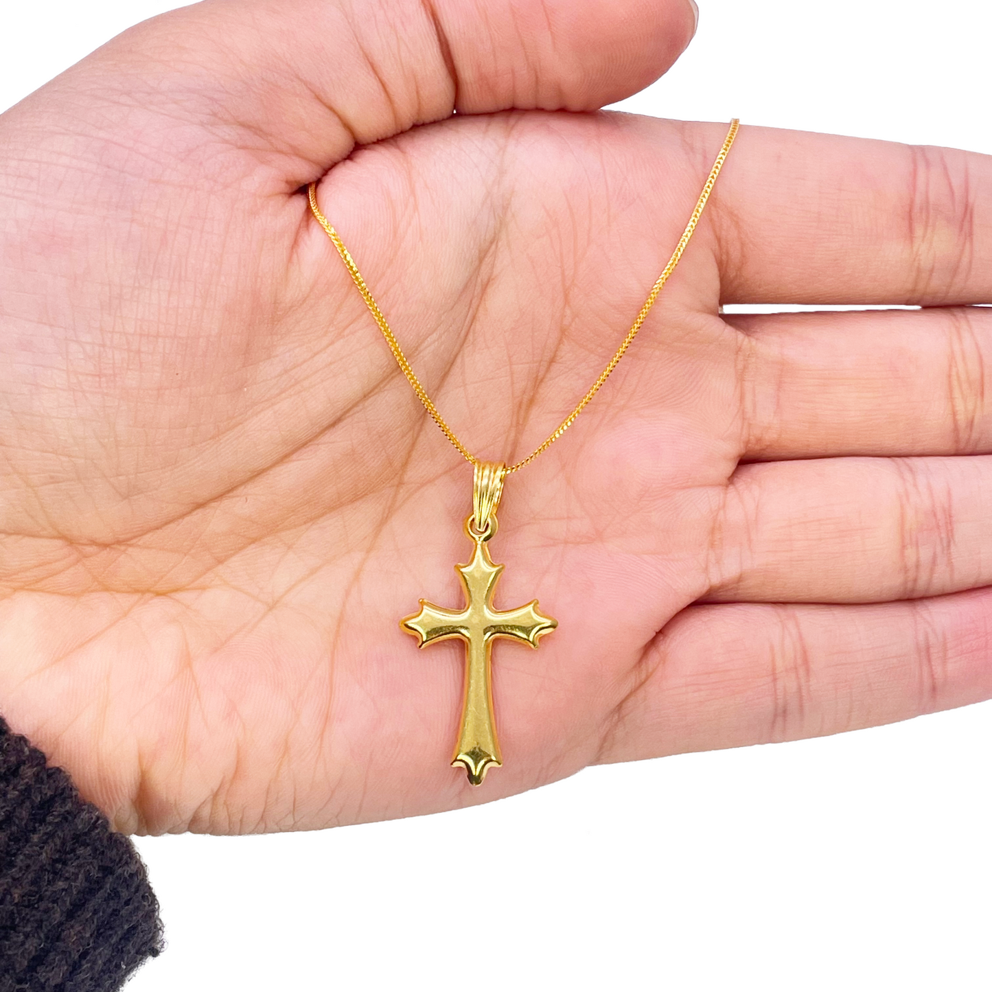 22ct Yellow Gold Lightweight Matt Cross Pendant 33mm Length 16mm Width 