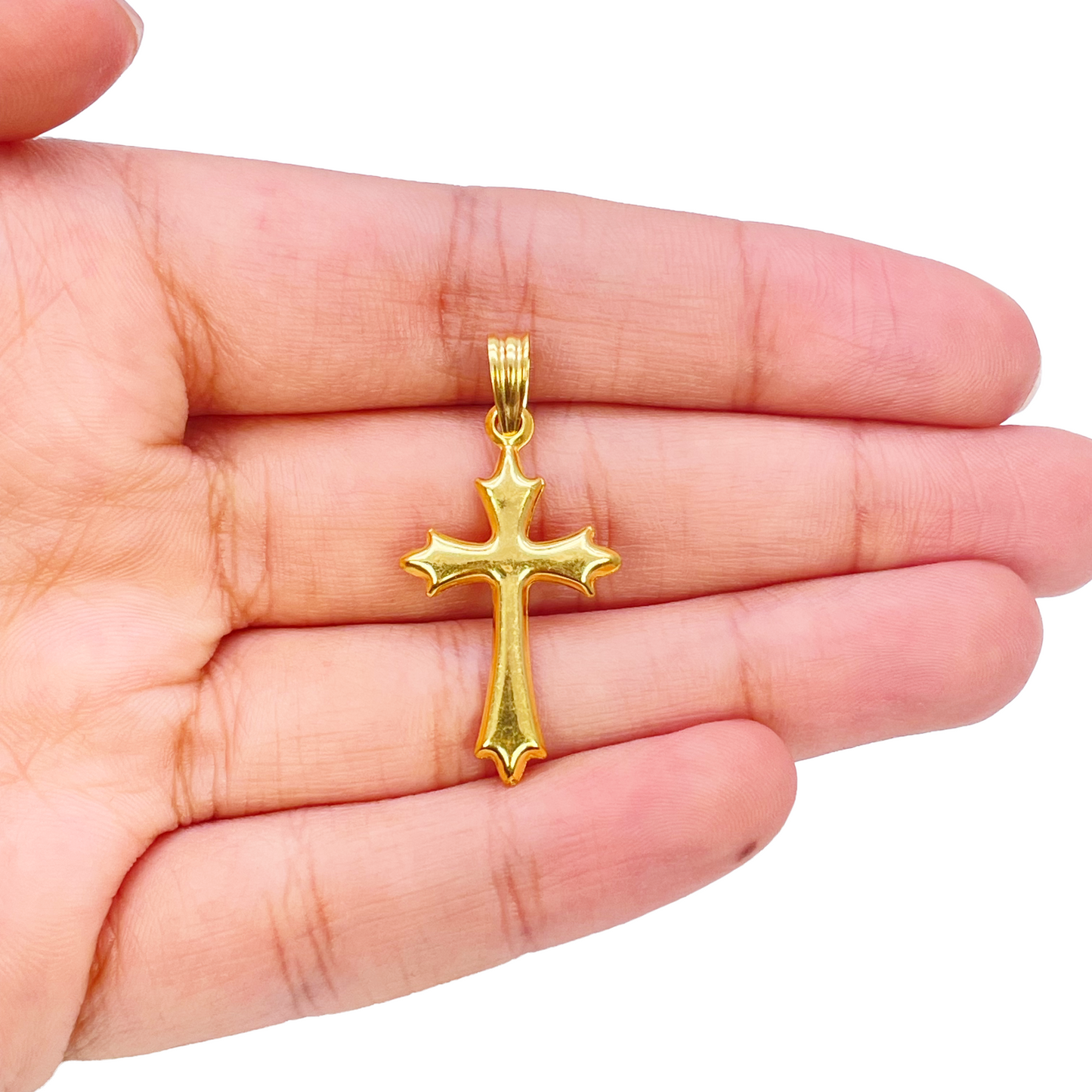 22ct Yellow Gold Lightweight Matt Cross Pendant 33mm Length 16mm Width 