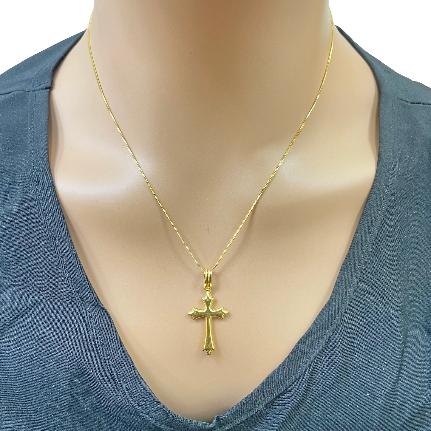 22ct Yellow Gold Lightweight Matt Cross Pendant 33mm Length 16mm Width 
