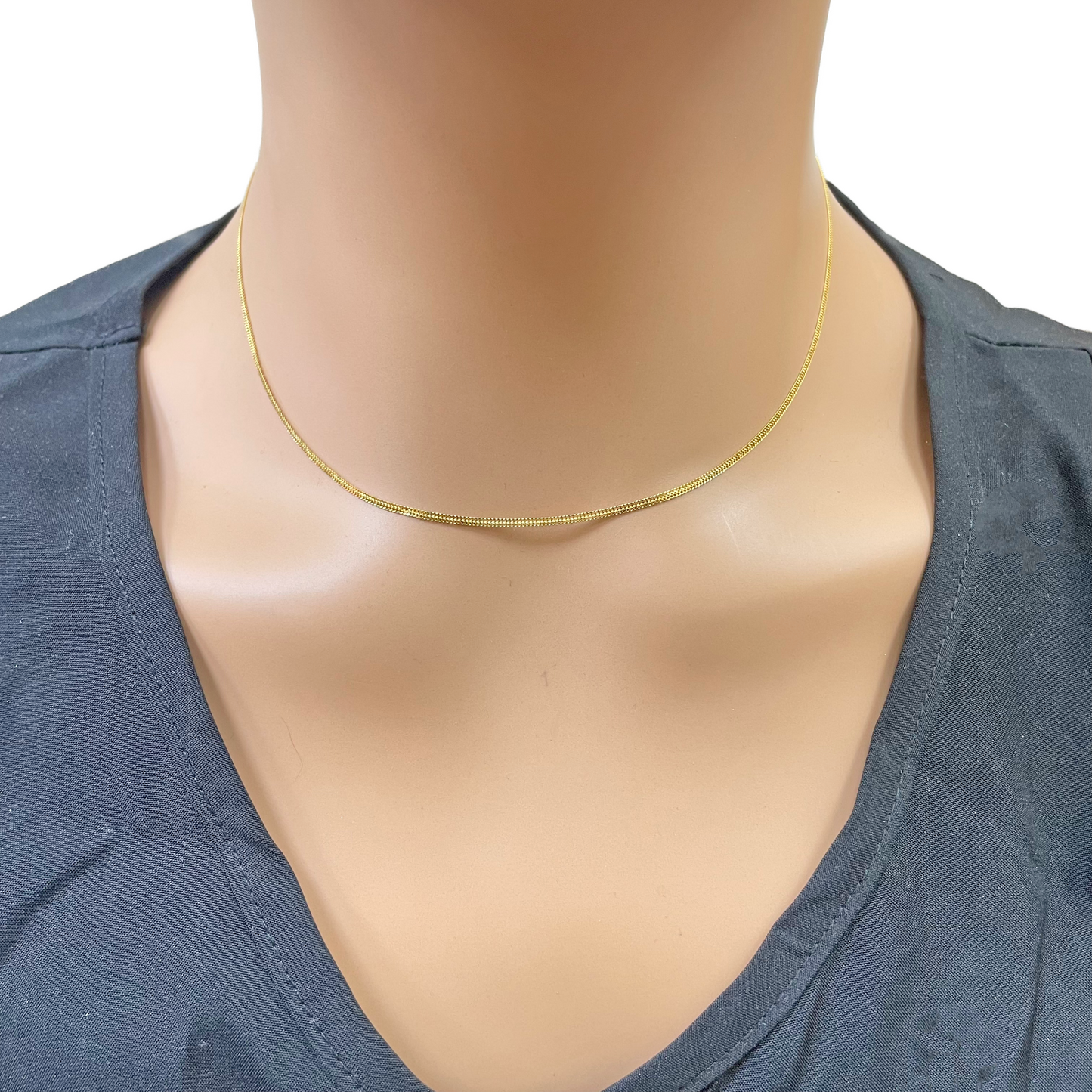 22ct Gold Herringbone Chain Lightweight Flat Necklace 16 Inches 1.3mm Width 