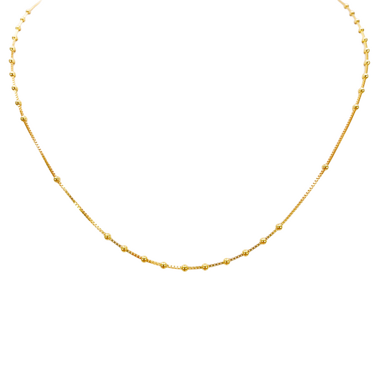 22ct Gold Beaded Necklace High Polished Round Beads Box Chain 16 Inches 