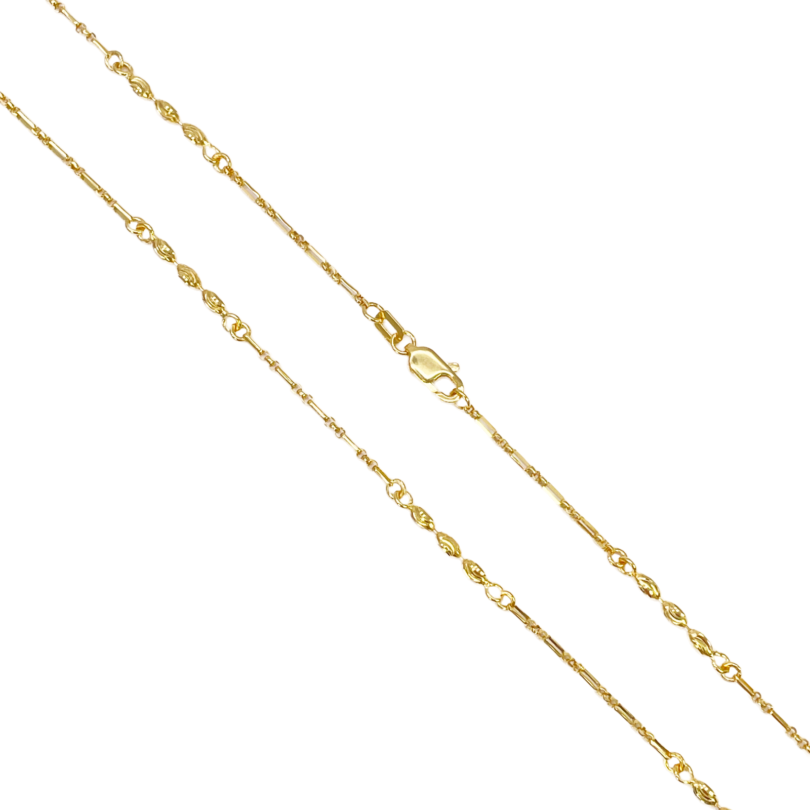 22ct Gold Beaded Necklace Diamond Cut High Polished Oval Beads Chain 18 Inches 