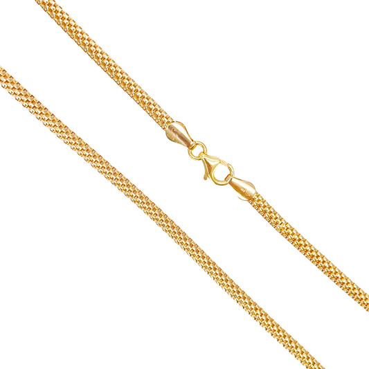 22ct Gold Square Mesh Chain High Polished Flat Necklace 18.5 Inches 3mm Width 