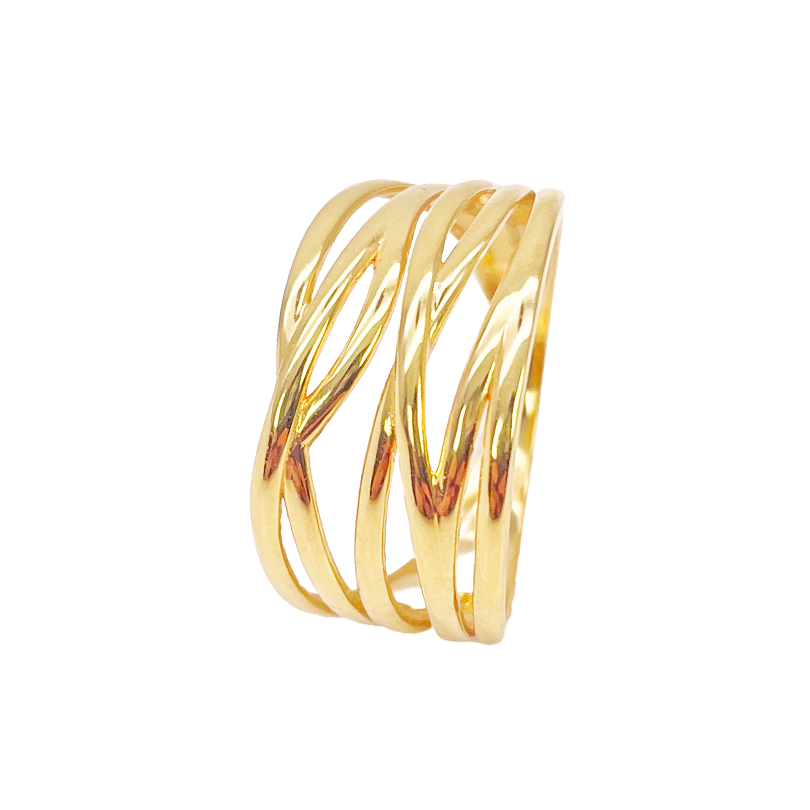 22ct Gold Multi Band Ring High Polished Design 10.7 mm Width Size M 