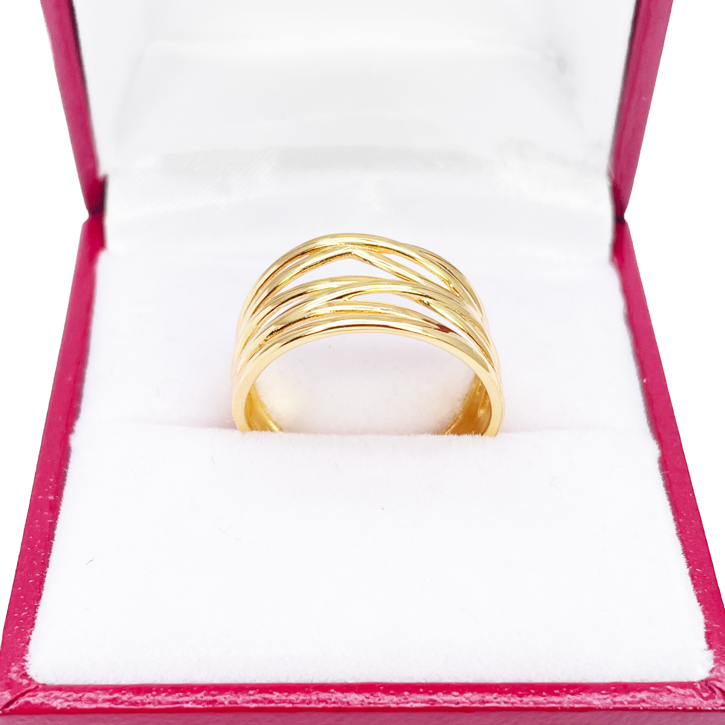 22ct Gold Multi Band Ring High Polished Design 10.7 mm Width Size M 