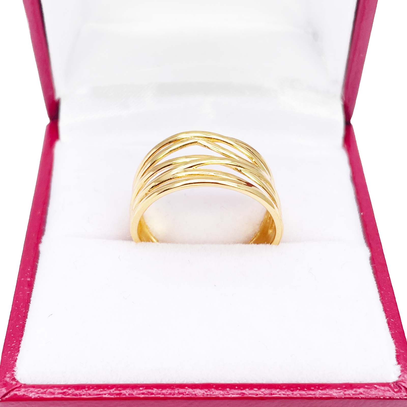22ct Gold Multi Band Ring High Polished Design 10.7 mm Width Size M 