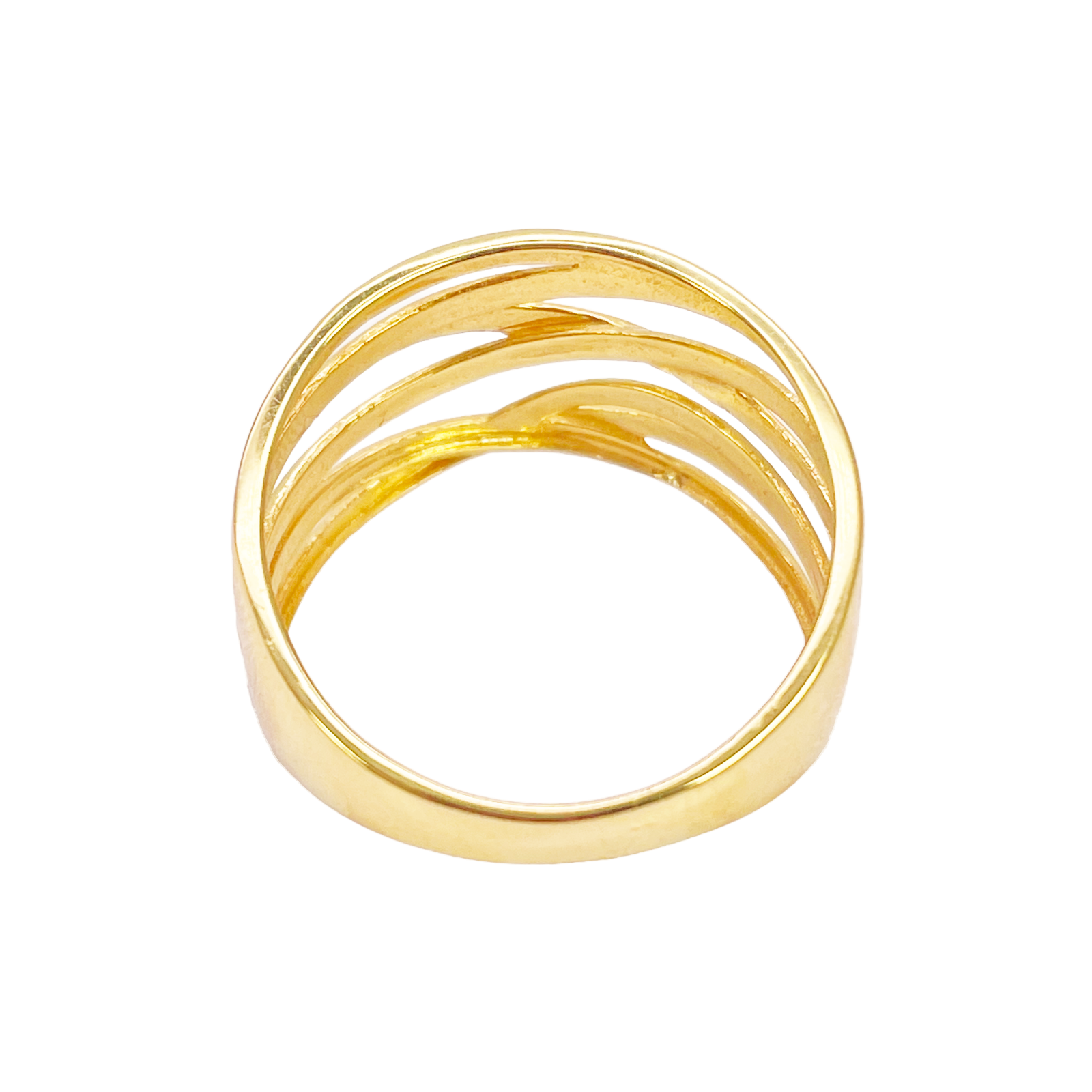 22ct Gold Multi Band Ring High Polished Design 10.7 mm Width Size M 