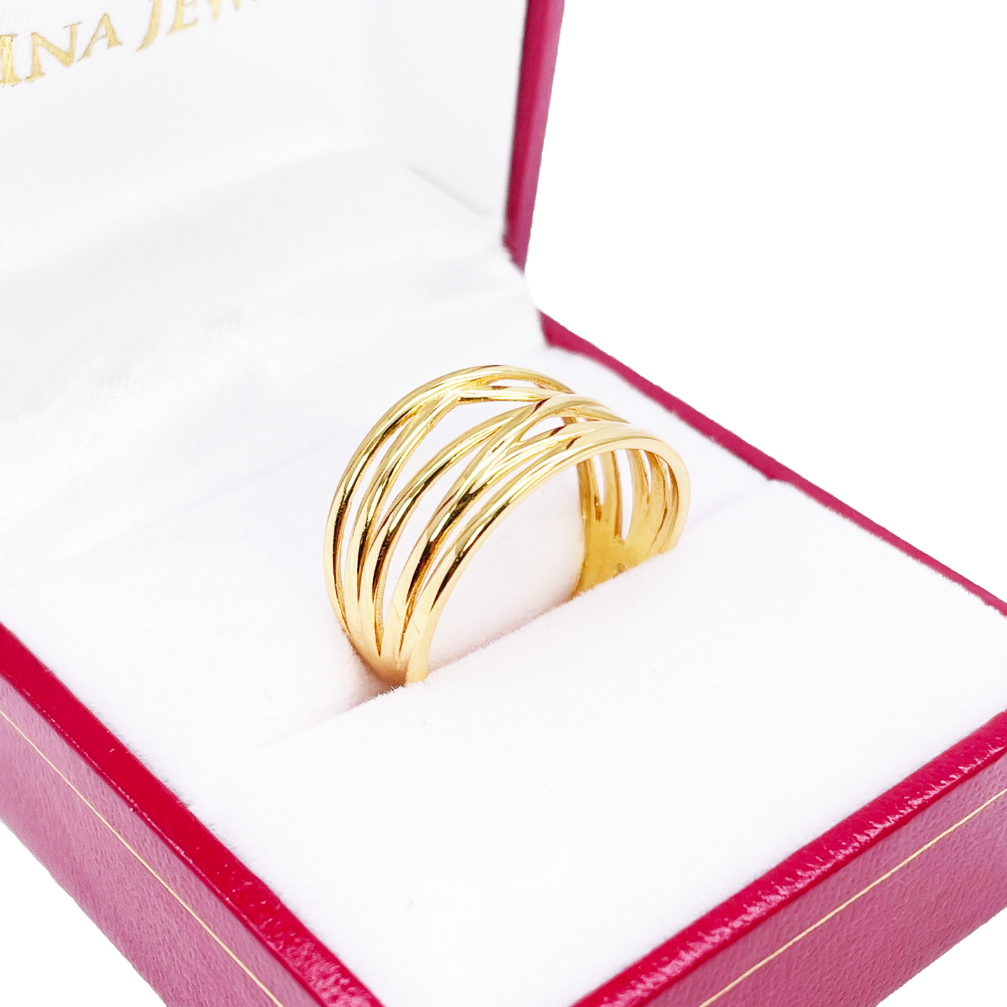 22ct Gold Multi Band Ring High Polished Design 10.7 mm Width Size M 