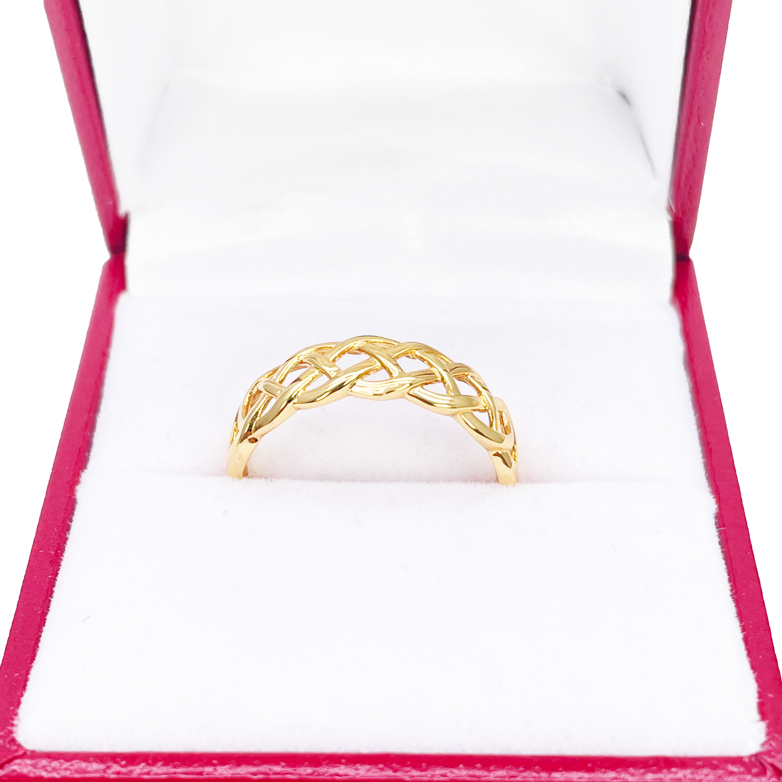 22ct Gold Celtic Knot Ring High Polished Loose Braided Design 6 mm Width Size N 