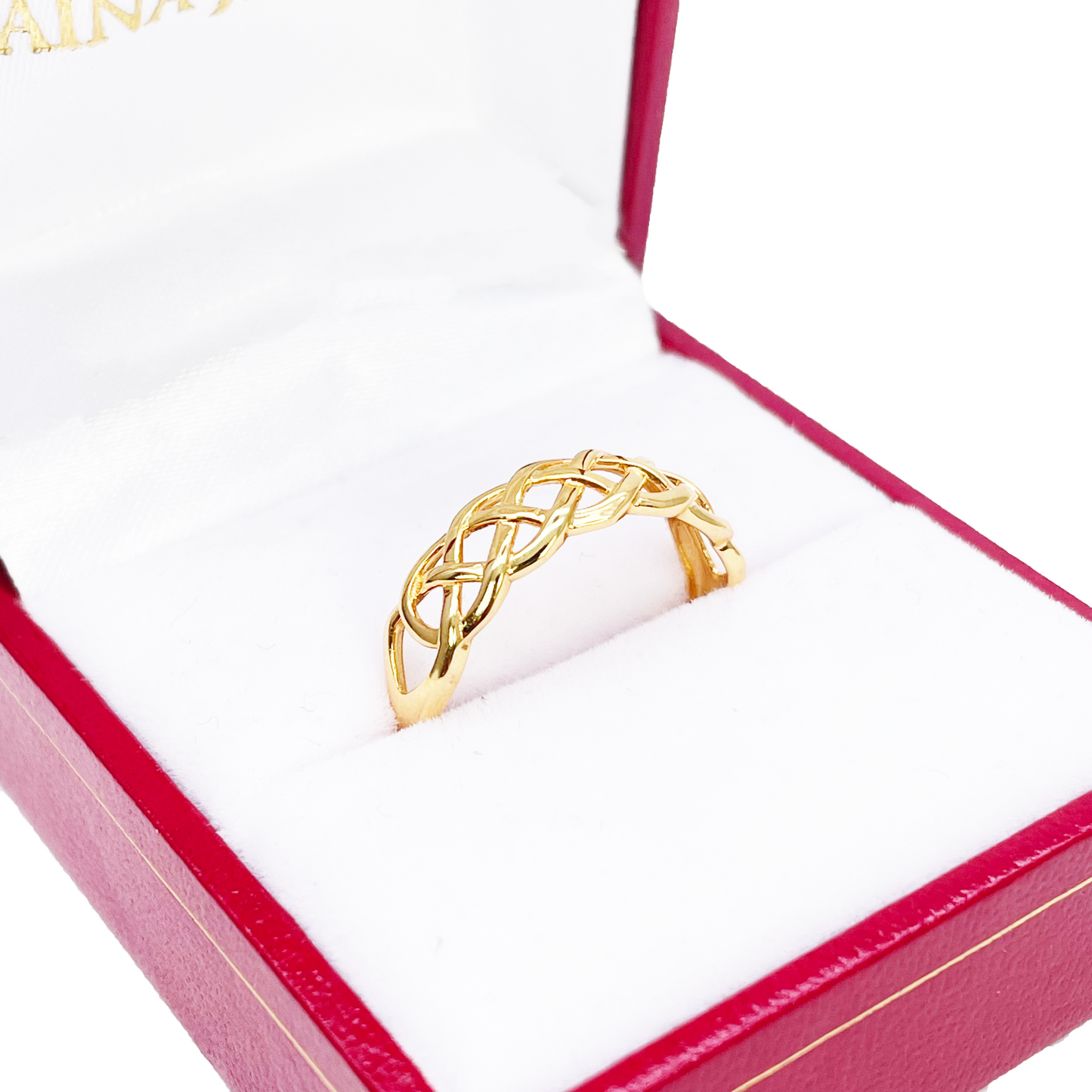 22ct Gold Celtic Knot Ring High Polished Loose Braided Design 6 mm Width Size N 